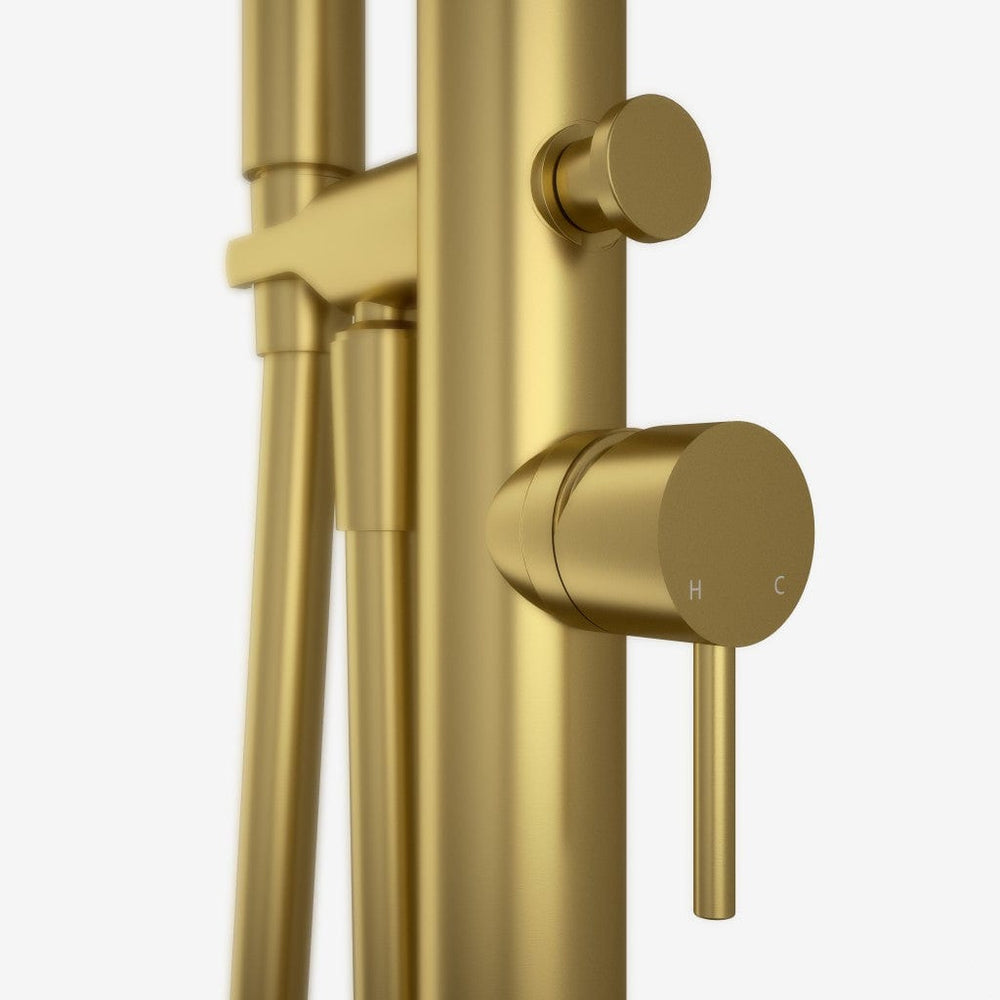 Freestanding Thermostatic Bath Shower Mixer Tap - Brushed Brass