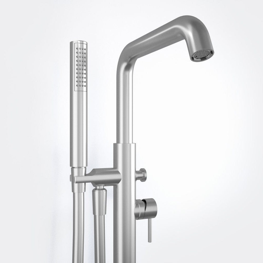 Freestanding Thermostatic Bath Shower Mixer Tap - Brushed Steel