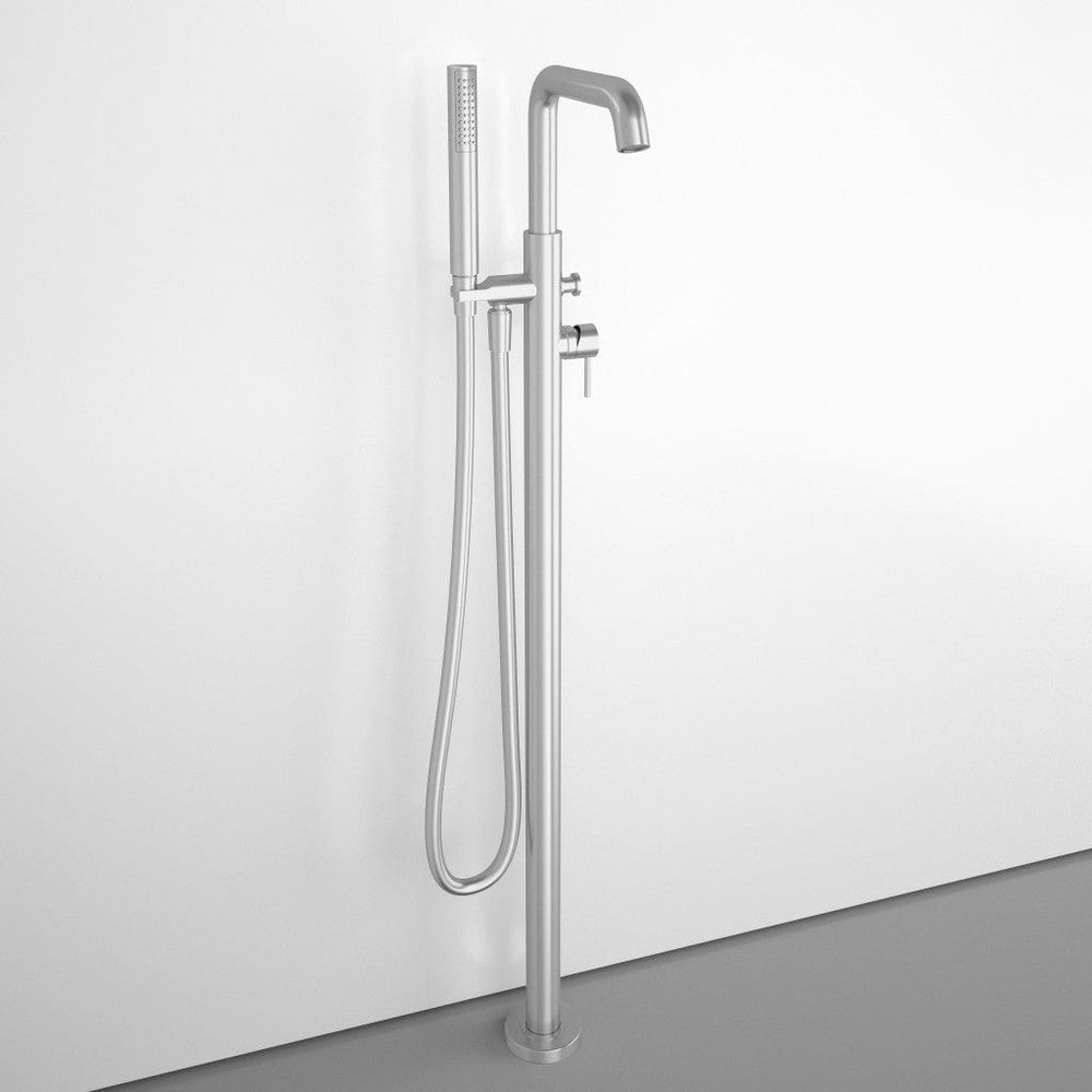 Freestanding Thermostatic Bath Shower Mixer Tap - Brushed Steel