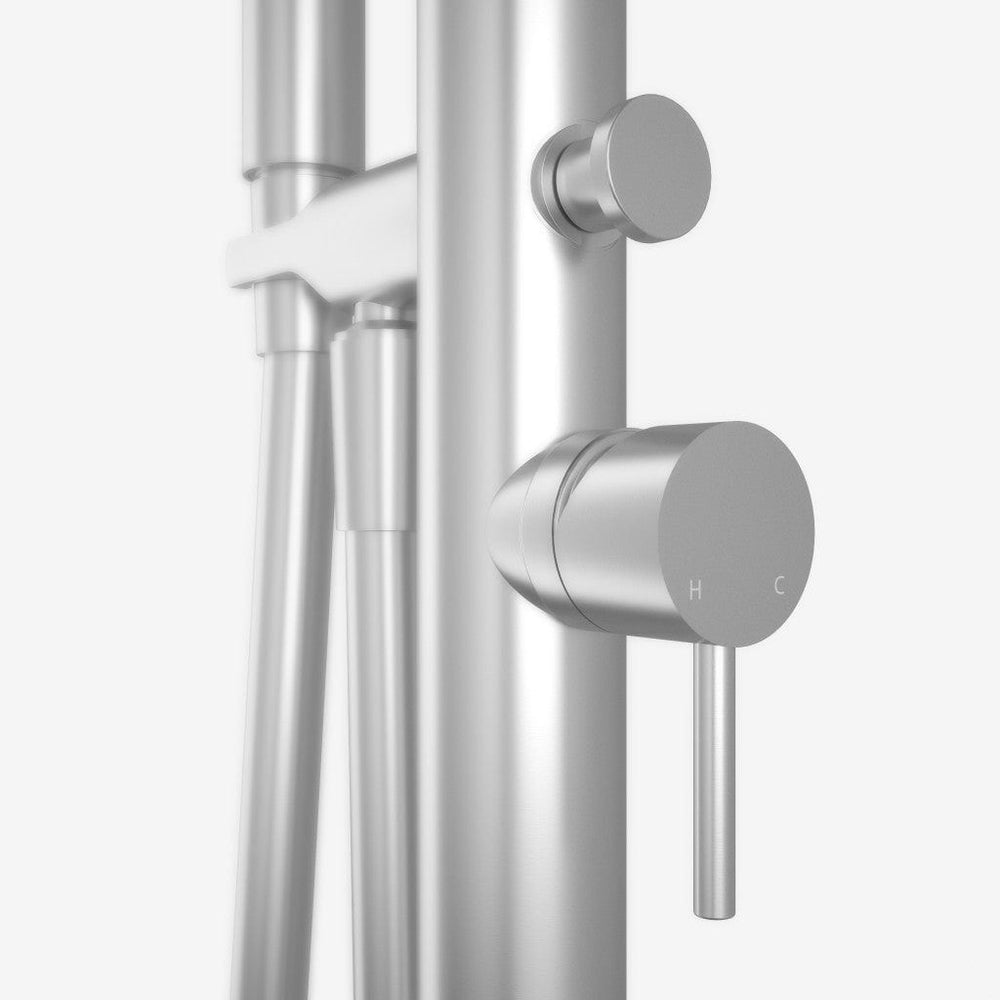 Freestanding Thermostatic Bath Shower Mixer Tap - Brushed Steel