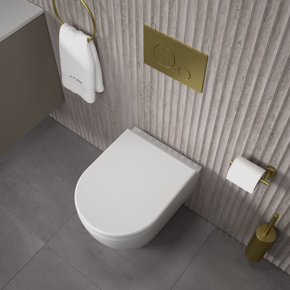 GSI Pura Back to Wall Swirlflush Pan and Wrapover Soft Close Seat - 50cm