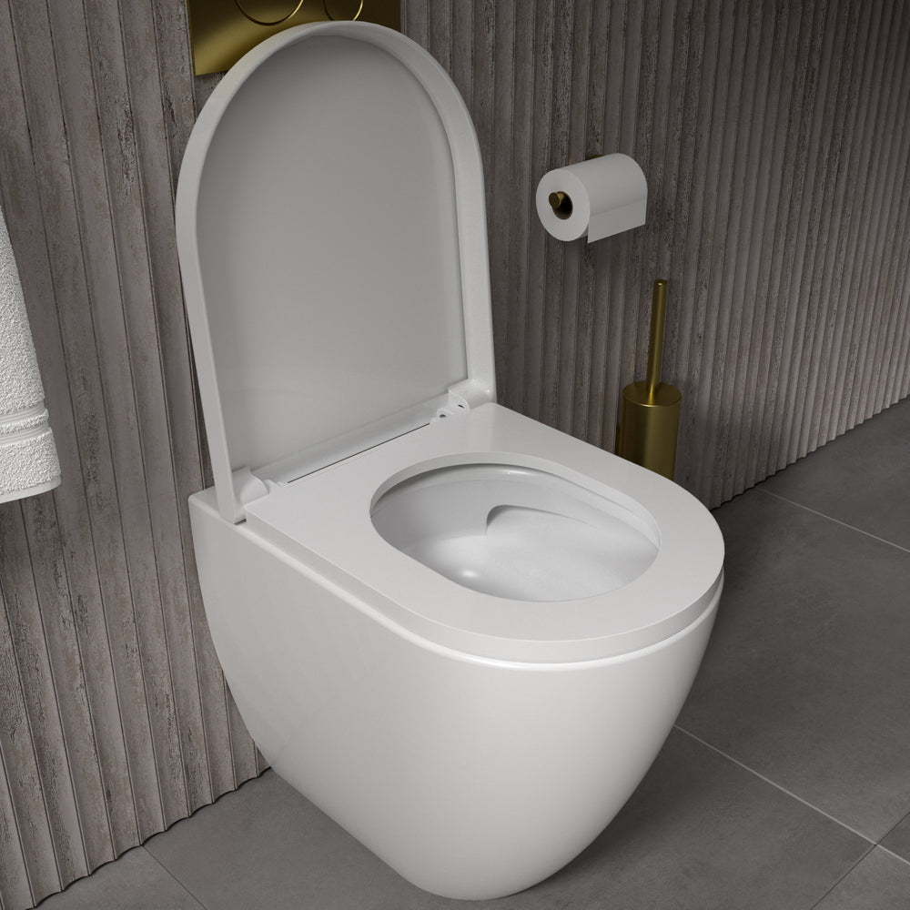 GSI Pura Back to Wall Swirlflush Pan and Wrapover Soft Close Seat - 50cm