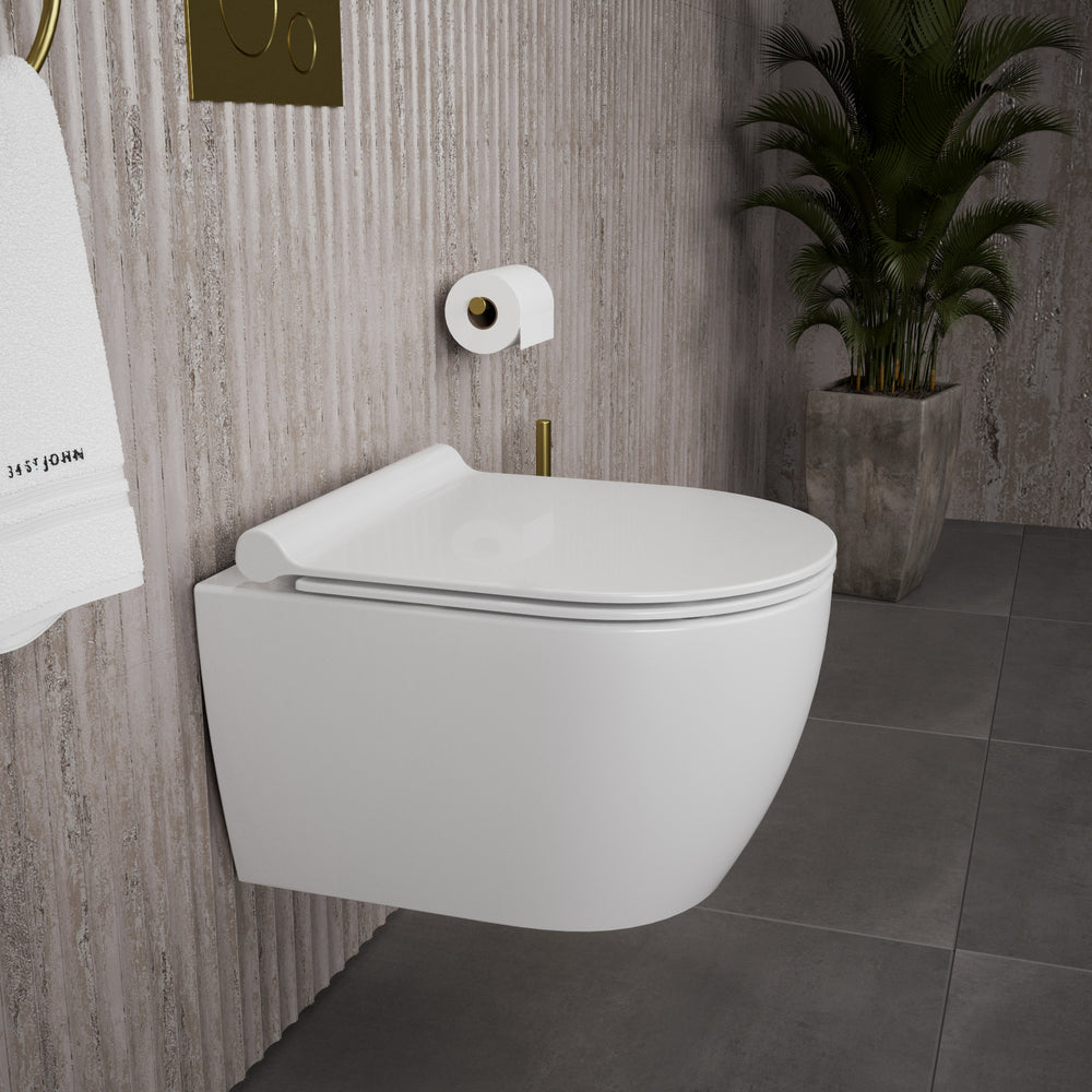 GSI Pura Short Projection Wall Hung Swirlflush Pan and Slimline Soft Close Seat - 46cm