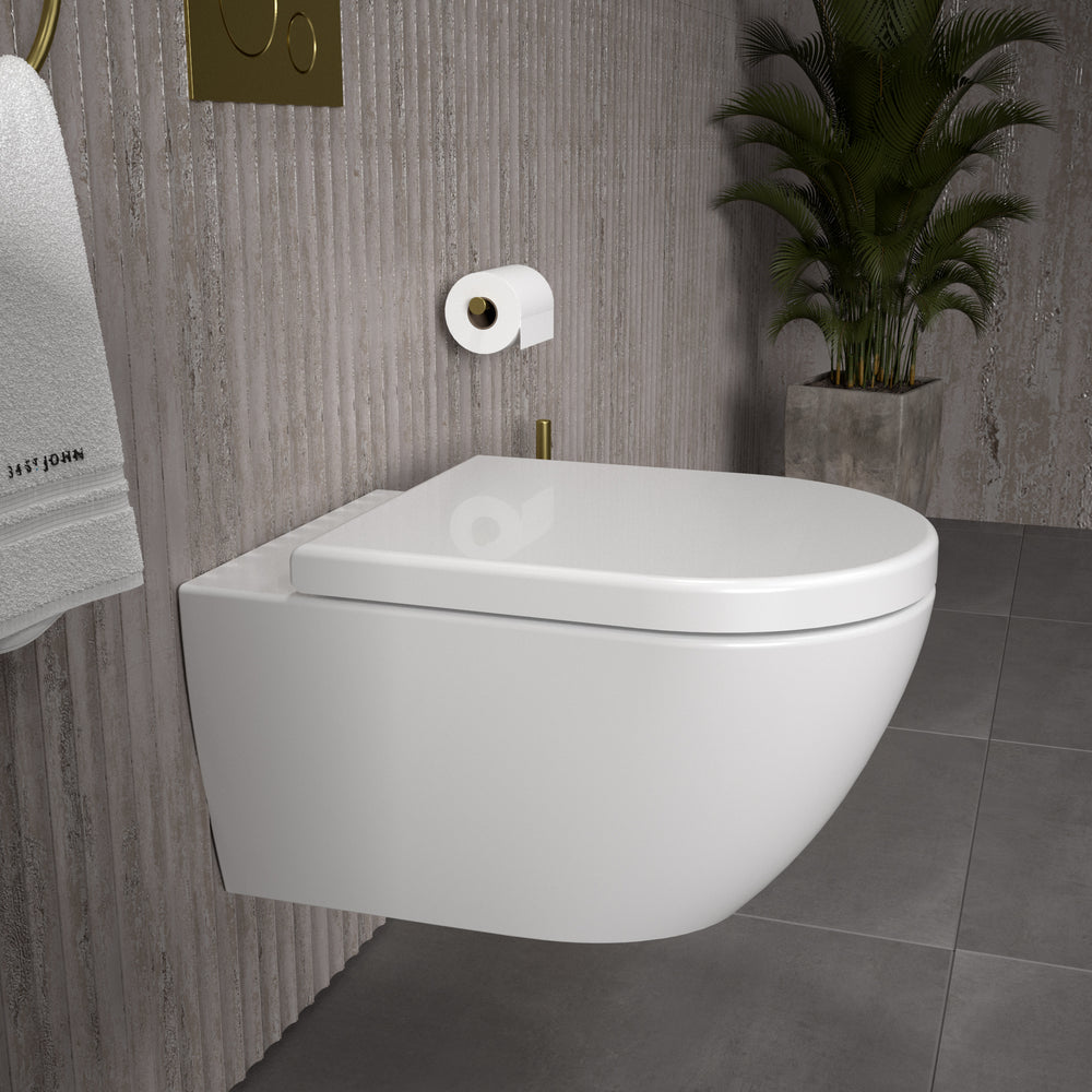 GSI Pura Wall Hung Swirlflush Pan and Wrapover Soft Close Seat - 55cm