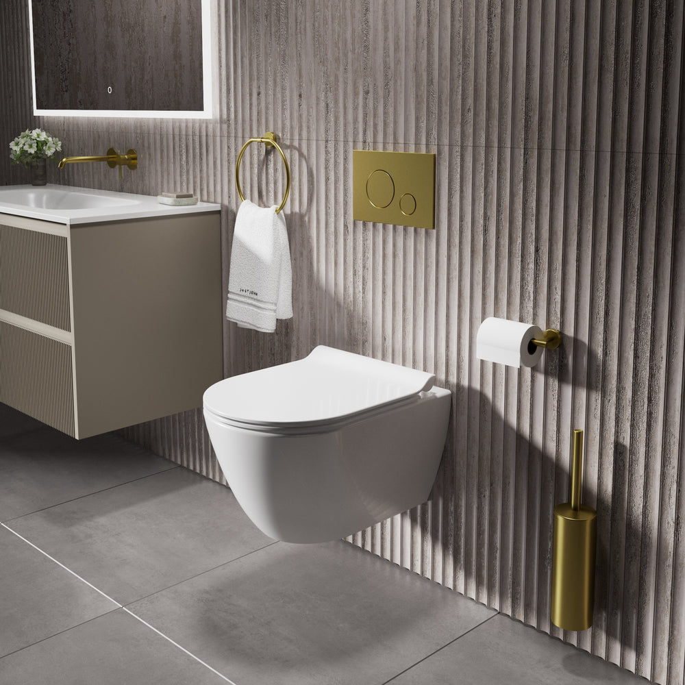 GSI Pura Short Projection Wall Hung Swirlflush Pan and Slimline Soft Close Seat - 50cm