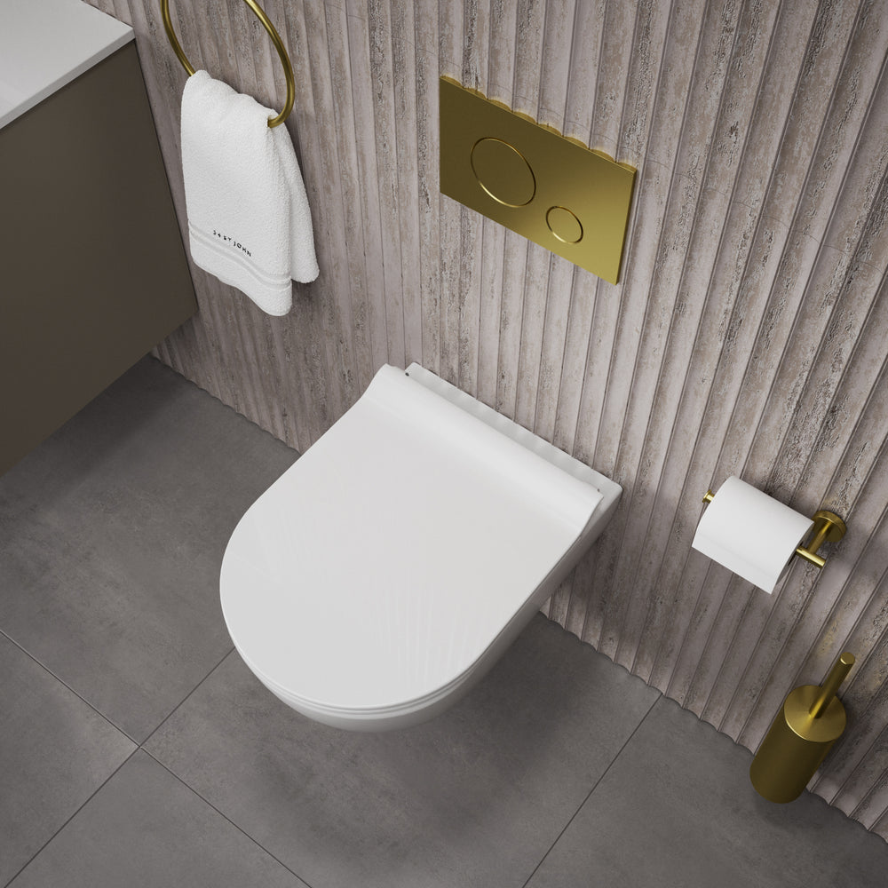 GSI Pura Short Projection Wall Hung Swirlflush Pan and Slimline Soft Close Seat - 50cm