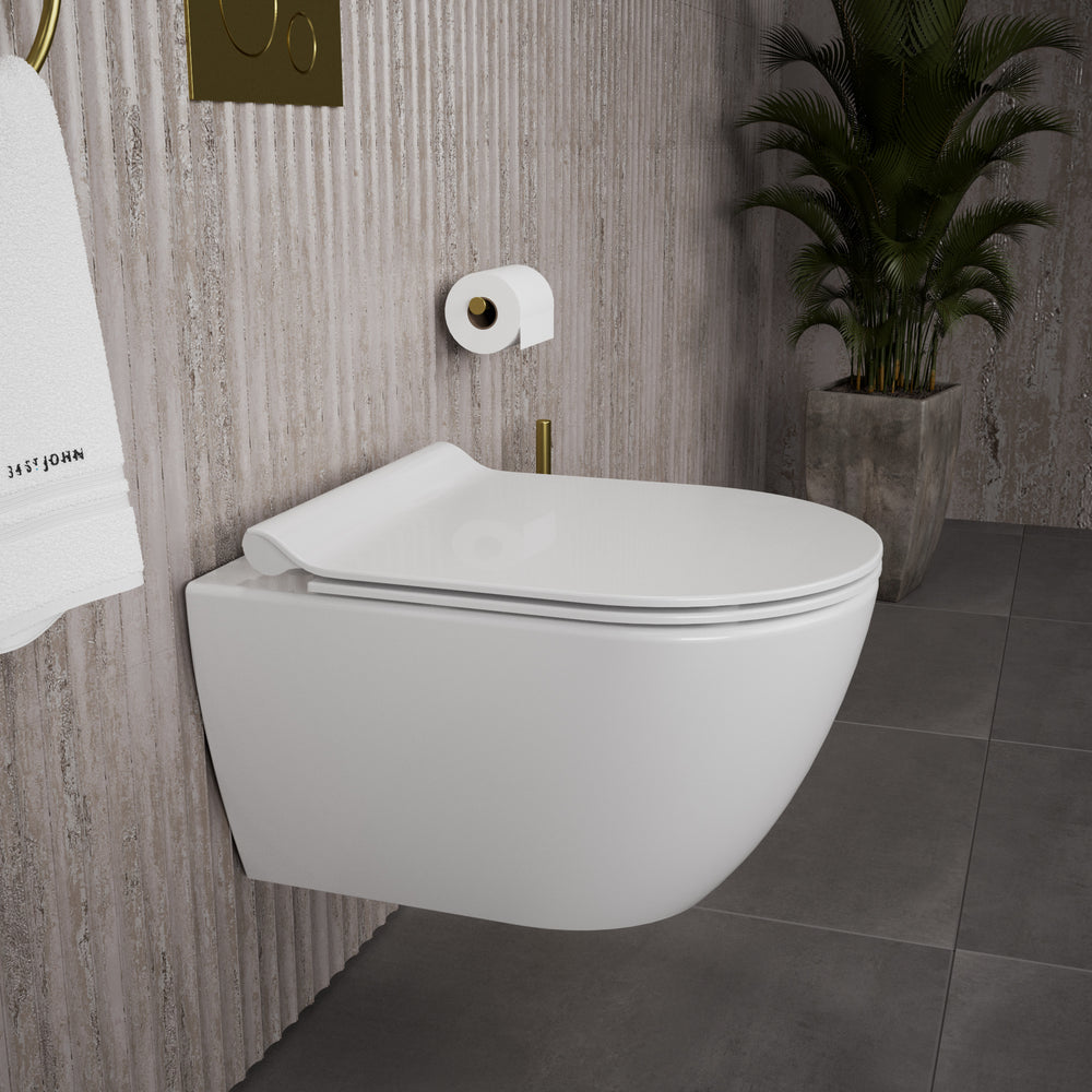 GSI Pura Short Projection Wall Hung Swirlflush Pan and Slimline Soft Close Seat - 50cm