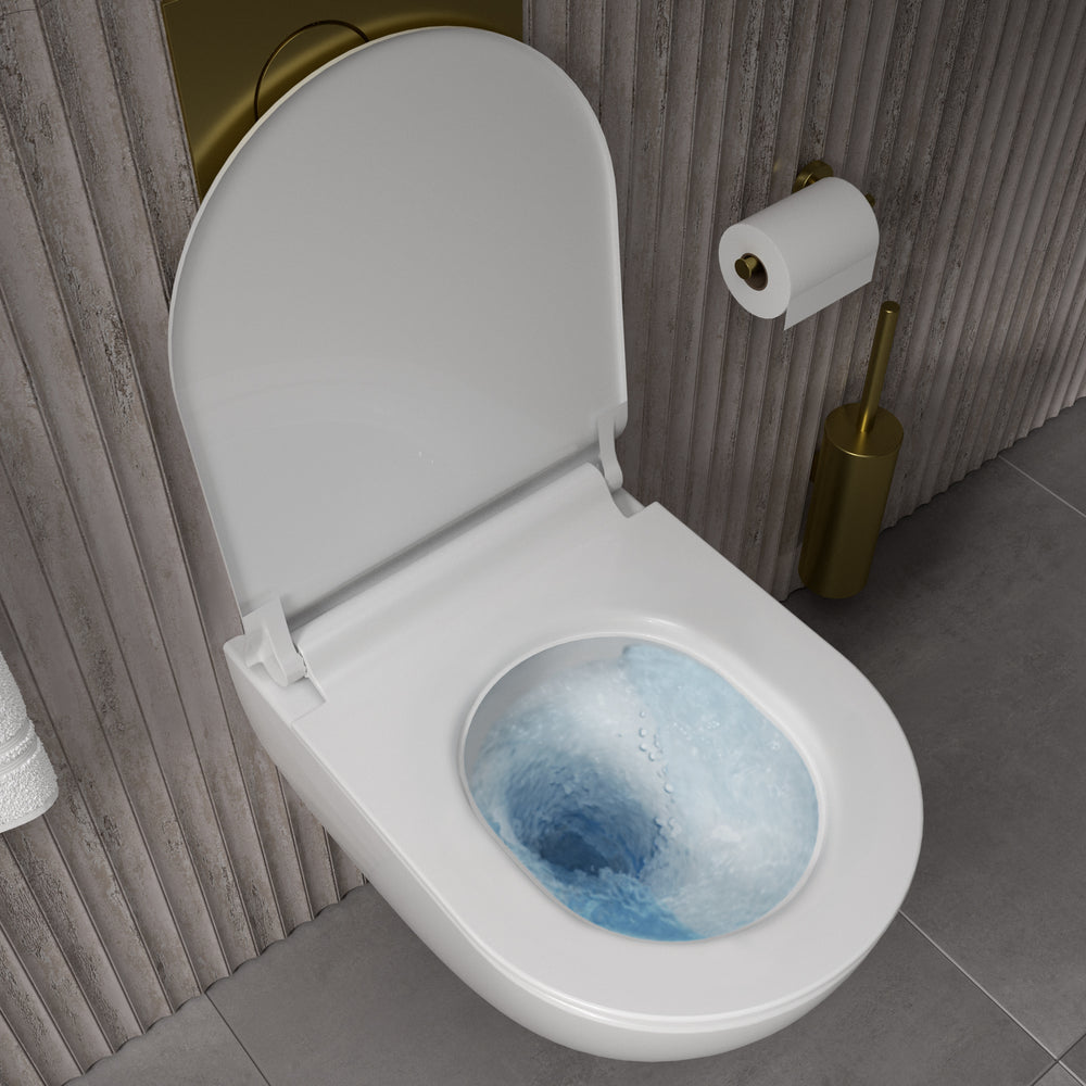 GSI Pura Short Projection Wall Hung Swirlflush Pan and Slimline Soft Close Seat - 50cm