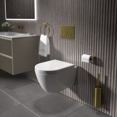 GSI Pura Short Projection Wall Hung Swirlflush Pan and Wrapover Soft Close Seat - 50cm