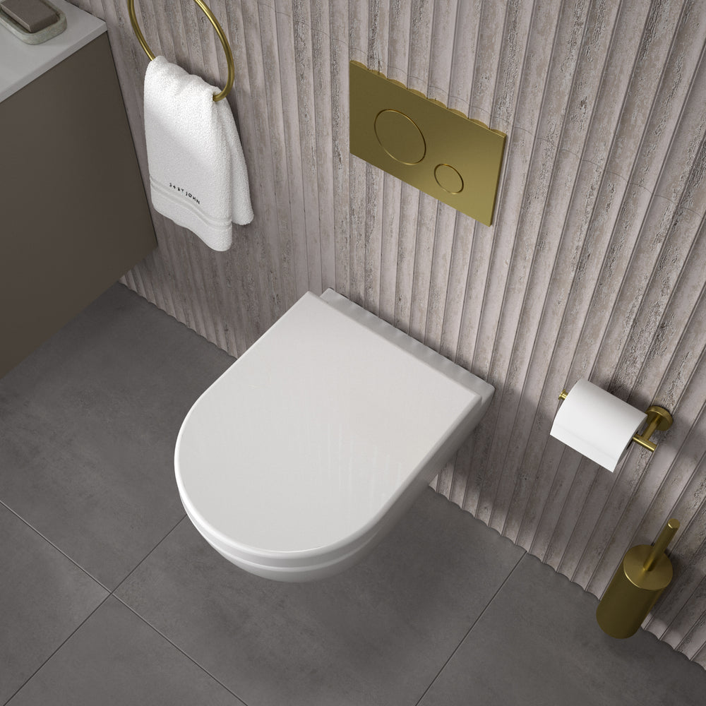 GSI Pura Short Projection Wall Hung Swirlflush Pan and Wrapover Soft Close Seat - 50cm