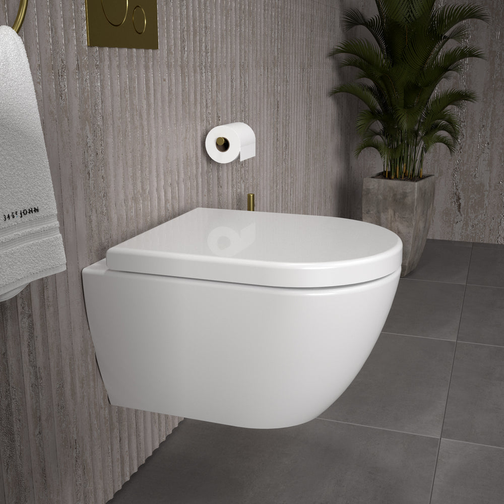 GSI Pura Short Projection Wall Hung Swirlflush Pan and Wrapover Soft Close Seat - 50cm