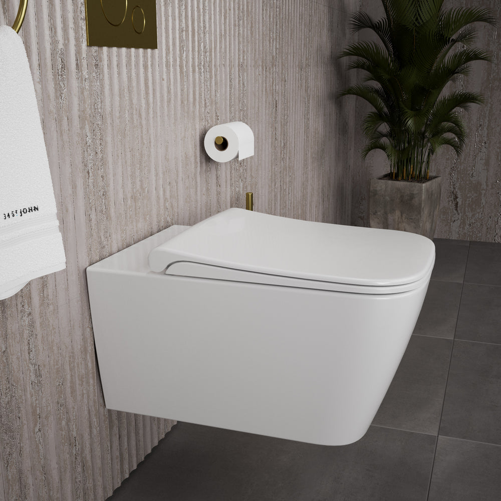 GSI Nubes Wall Hung Swirlflush Pan and Slimline Soft Close Seat - 55cm