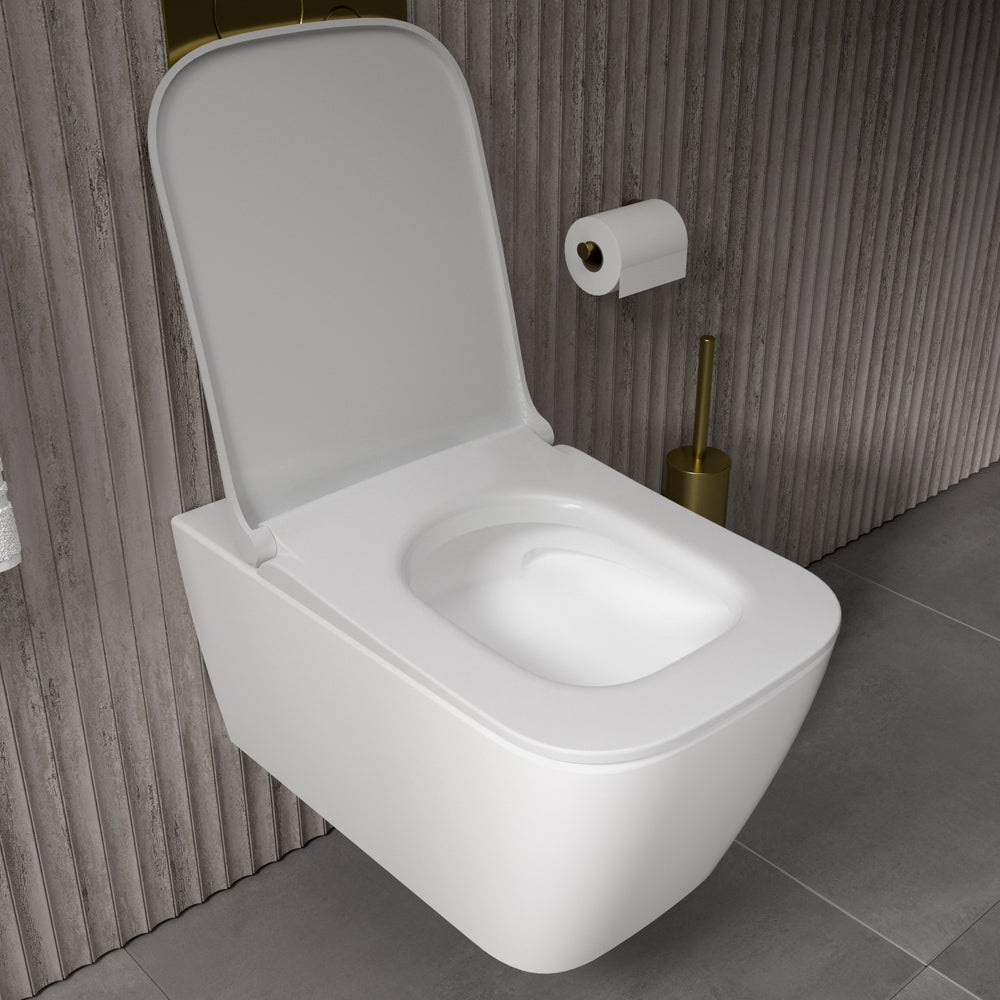 GSI Nubes Wall Hung Swirlflush Pan and Slimline Soft Close Seat - 55cm