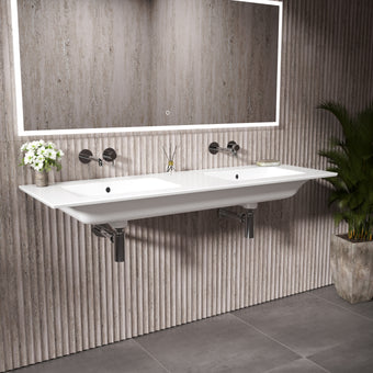 GSI Pura Wall Hung Ceramic Double Basin - 1420mm x 460mm