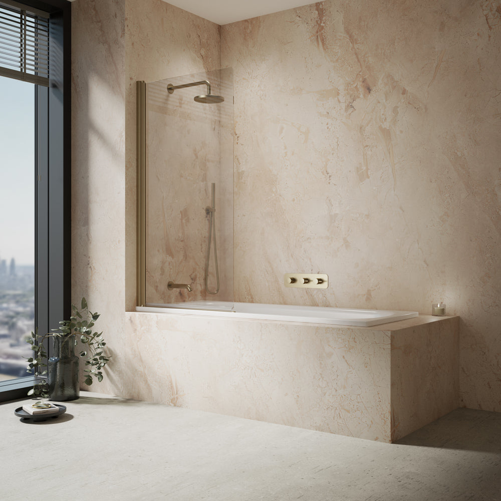 Roman Haven6 Standard Pivoting Bath Screen - 815mm - Brushed Brass