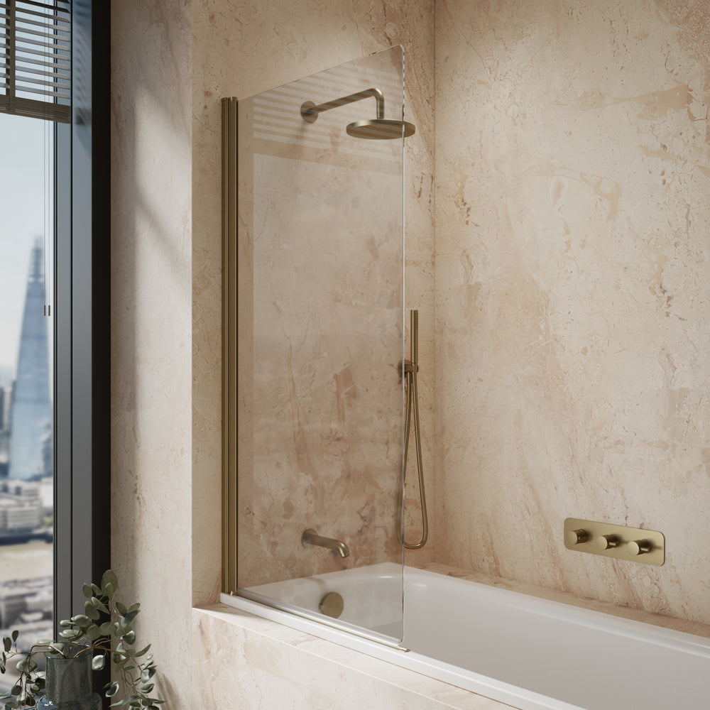Roman Haven6 Standard Pivoting Bath Screen - 815mm - Brushed Brass