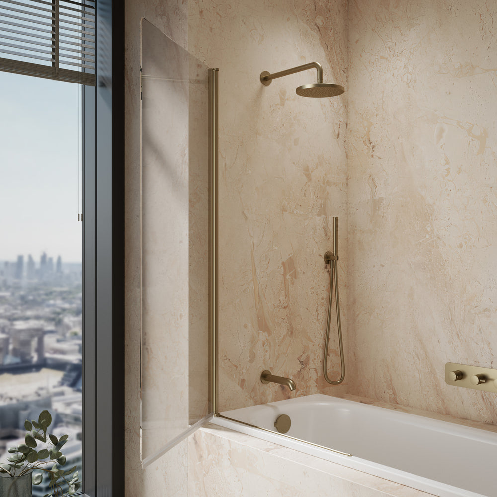 Roman Haven6 Standard Pivoting Bath Screen - 815mm - Brushed Brass