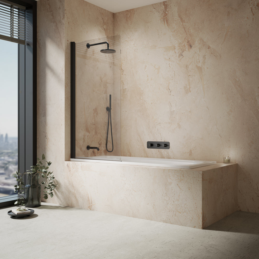 Roman Haven6 Standard Pivoting Bath Screen - 815mm - Matt Black