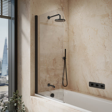 Roman Haven6 Standard Pivoting Bath Screen - 800mm - Matt Black