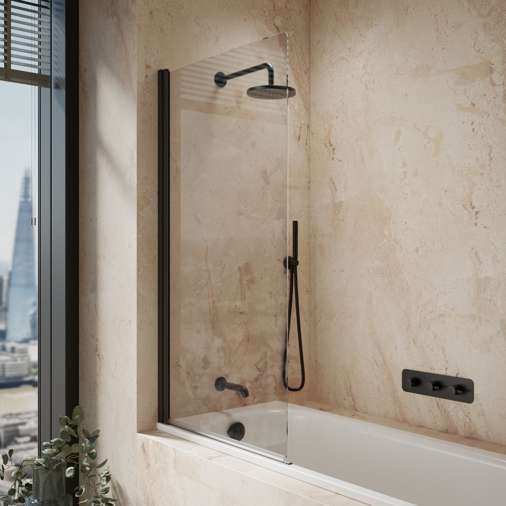 Roman Haven6 Standard Pivoting Bath Screen - 800mm - Matt Black