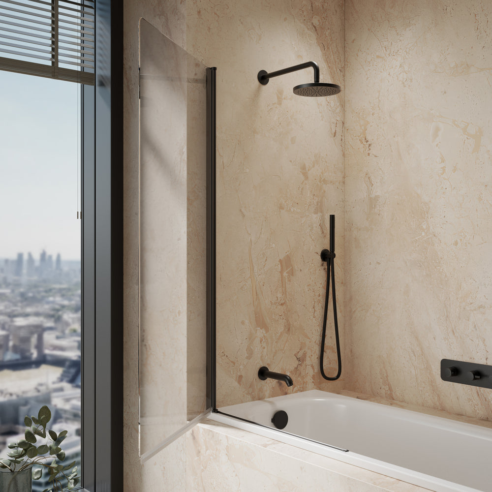 Roman Haven6 Standard Pivoting Bath Screen - 815mm - Matt Black