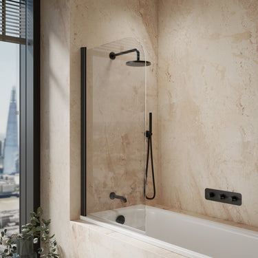 Roman Haven6 Curved Pivoting Bath Screen - 800mm - Matt Black