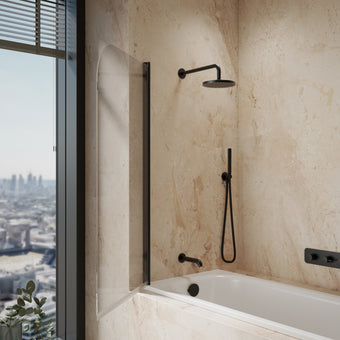Roman Haven6 Curved Pivoting Bath Screen - 800mm - Matt Black