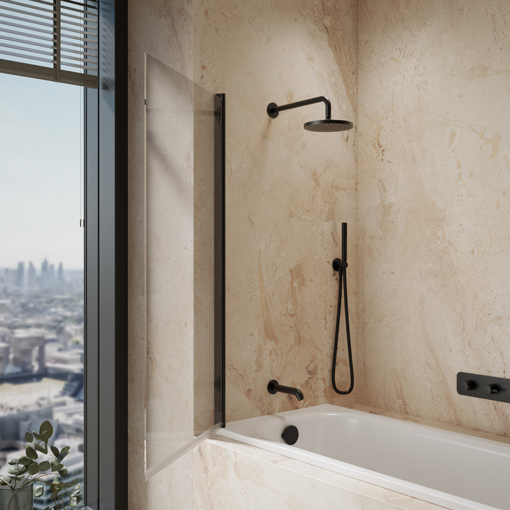 Roman Haven6 Standard Pivoting Bath Screen - 800mm - Matt Black