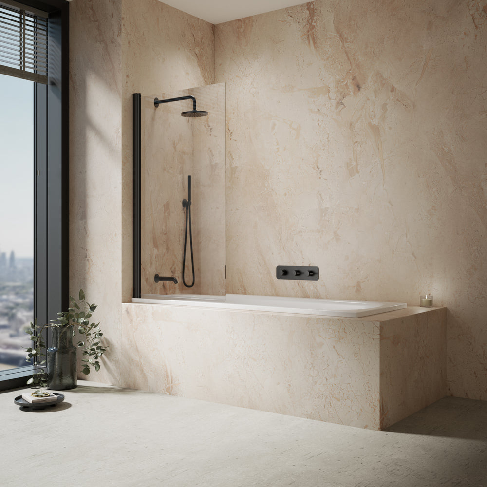 Roman Haven6 Standard Pivoting Bath Screen - 800mm - Matt Black