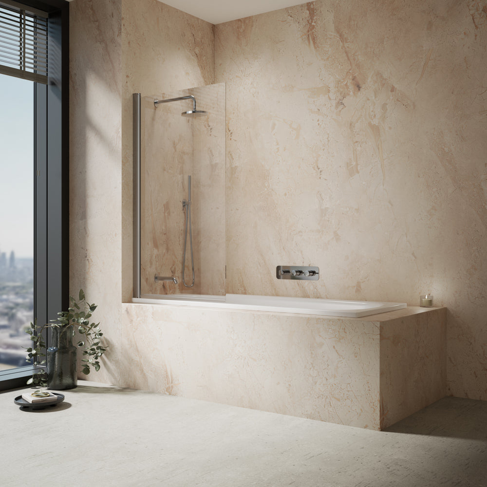 Roman Haven6 Standard Pivoting Bath Screen - 800m - Chrome