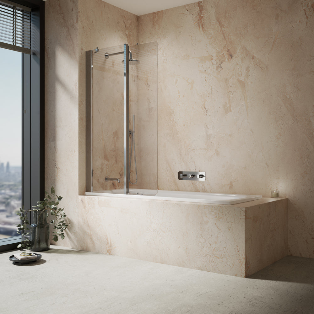 Roman Haven6 Inward Folding Bath Screen - 910mm- Chrome