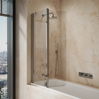 Roman Haven6 Inward Folding Bath Screen - 910mm- Chrome