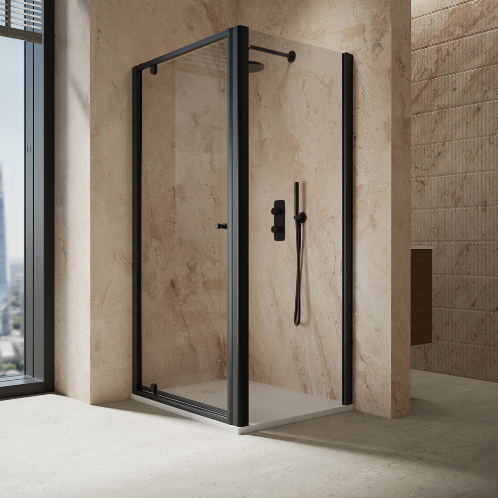 Roman Haven6 Sliding Shower Enclosure - 1000mm x 800mm - Matt Black
