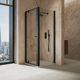 Roman Haven6 Pivot Shower Enclosure - 800mm x 800mm - Matt Black