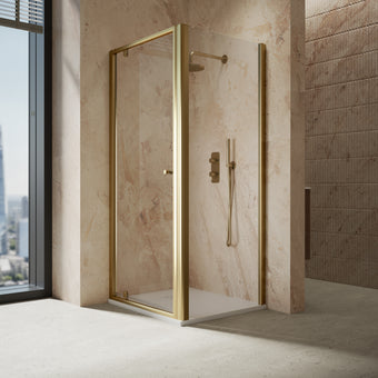 Roman Haven6 Pivot Shower Enclosure - 900mm x 800mm - Brushed Brass