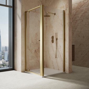 Roman Haven6 Pivot Shower Enclosure - 900mm x 900mm - Brushed Brass