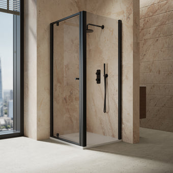 Roman Haven6 Pivot Shower Enclosure - 900mm x 800mm - Matt Black