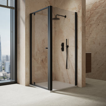Roman Haven6 Pivot Shower Enclosure - 900mm x 900mm - Matt Black