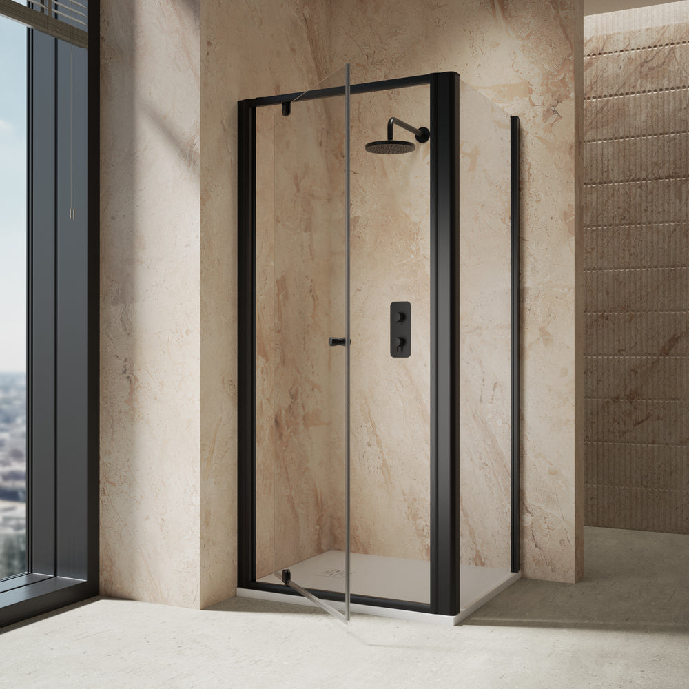 Roman Haven6 Pivot Shower Enclosure - 900mm x 800mm - Matt Black