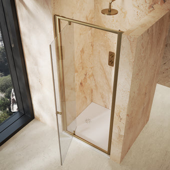 Roman Haven6 Pivot Shower Door - 900mm - Brushed Brass