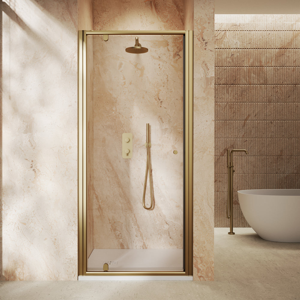 Roman Haven6 Pivot Shower Door - 900mm - Brushed Brass