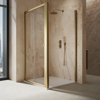 Roman Haven6 Sliding Shower Enclosure - 1000mm x 1000mm - Brushed Brass