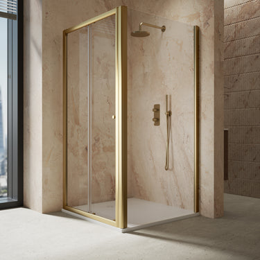 Roman Haven6 Sliding Shower Enclosure - 1000mm x 1000mm - Brushed Brass
