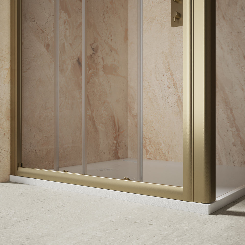 Roman Haven6 Sliding Shower Enclosure - 1000mm x 1000mm - Brushed Brass