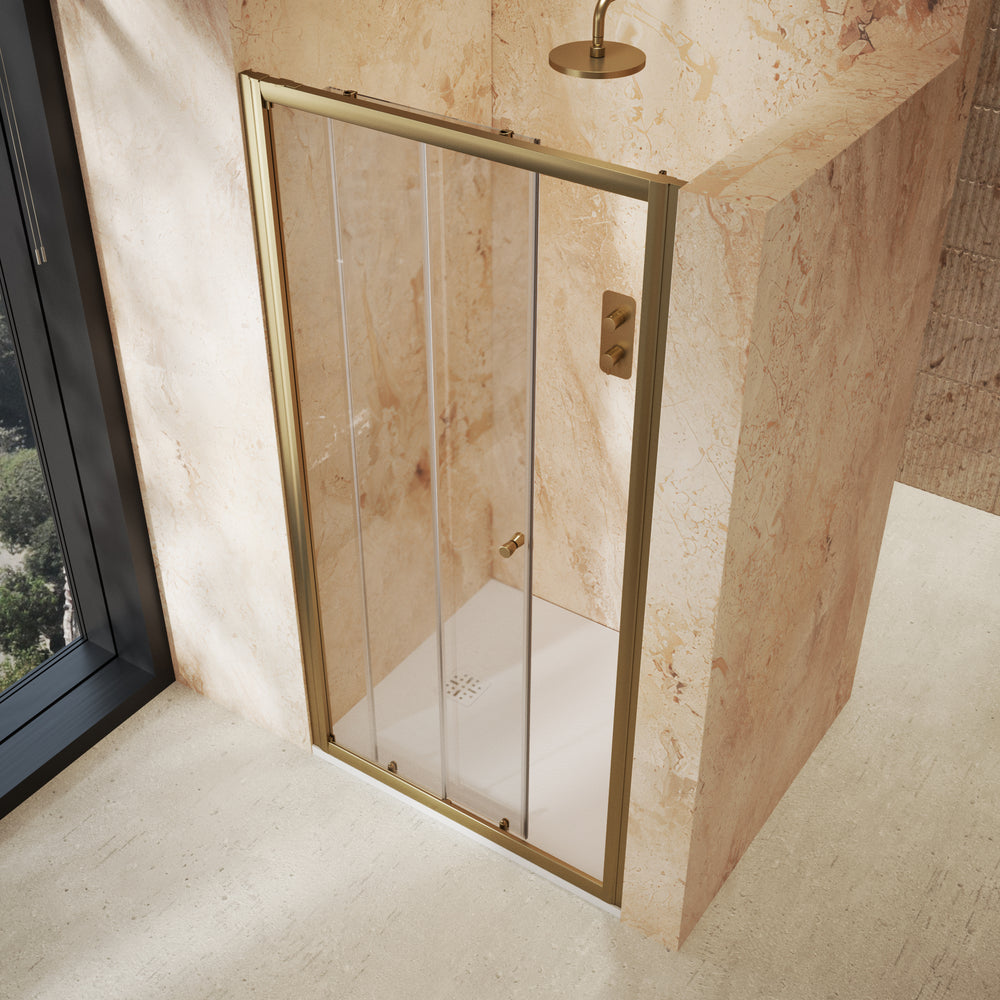 Roman Haven6 Sliding Shower Door - 1000mm - Brushed Brass
