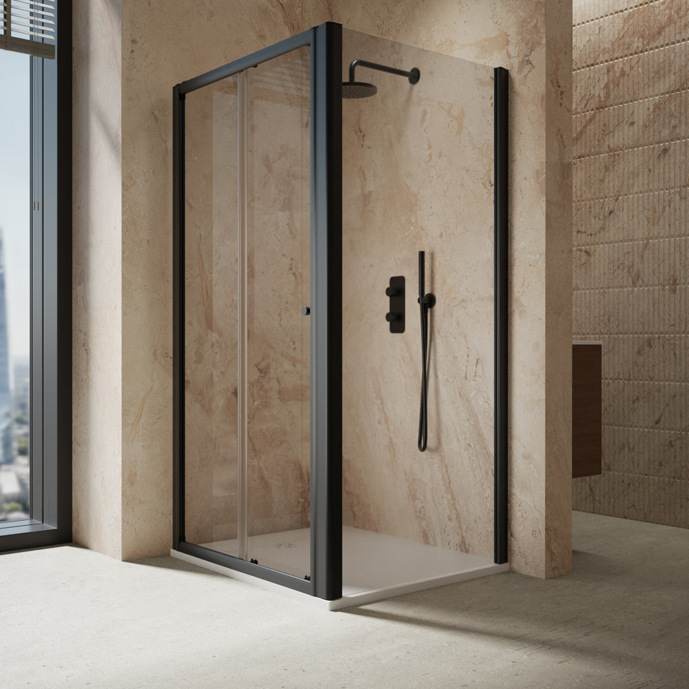 Roman Haven6 Sliding Shower Enclosure - 1000mm x 900mm - Matt Black