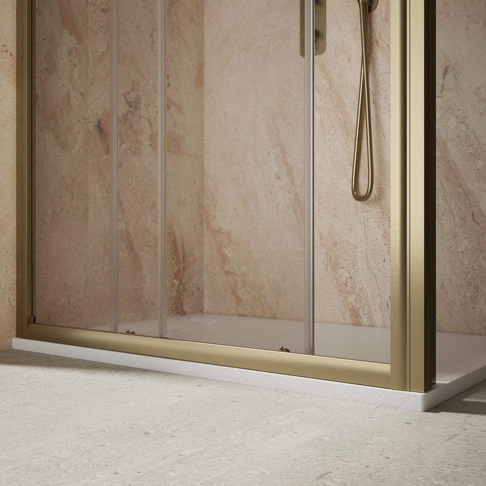 Roman Haven6 Sliding Shower Enclosure - 1200mm x 800mm - Brushed Brass
