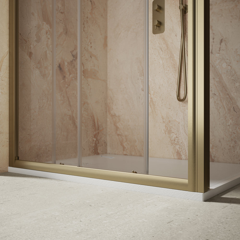 Roman Haven6 Sliding Shower Enclosure - 1200mm x 900mm - Brushed Brass