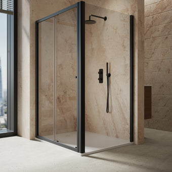 Roman Haven6 Sliding Shower Enclosure - 1200mm x 1000mm - Matt Black