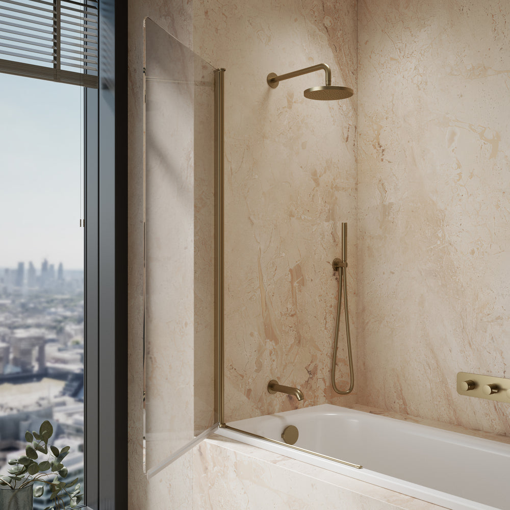 Roman Haven8 Pivoting Bath Screen - 835mm - Brushed Brass